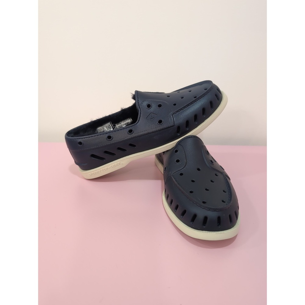 Sperry Women's Navy Float Boat Shoes with Faux Fur Lining Size 9 NWOT